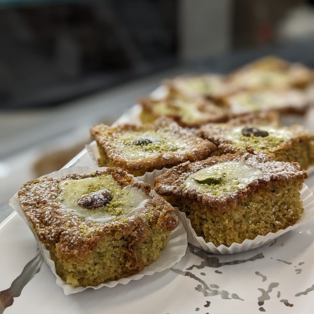 Photo of pistachio and white chocolate mini loaves